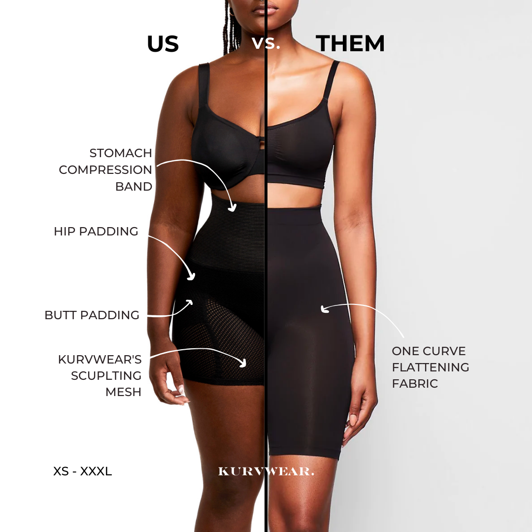 Kurvwear's Padded Shapewear, The Butt Bra vs. Normal Shapewear - Hip dip shapewear, padded butt shapewear, Butt Pad, Butt lifting Shapewear